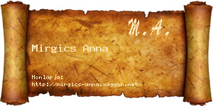 Mirgics Anna névjegykártya